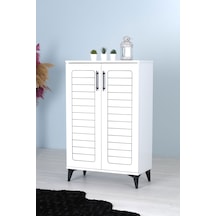 Luna 2 Kapaklı 4 Bölmeli Modern Ayakkabılık - Beyaz 70x108x35 C