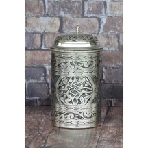 Bakır Baharatlık Nakış İşleme Uzun Gümüş Renk Gümüş