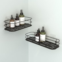 TEKNOTEL YAPIŞKANLI BANYO&MUTFAK RAFI MAT SİYAH SET ST122-3 Çok Renkli