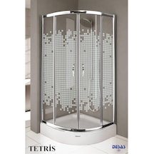 Desaş Shower Tetris Teknesiz Oval Desenli Cam Duşakabin 90 x 90 5 MM Gümüş
