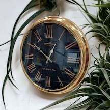 Gold Metal Çerçeveli Salon Ofis Mutfak Otel Duvar Saati 40 Cm Altın