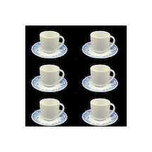 6 Kişilik Beyaz Porselen Kahve Fincan Takımı Seti 85ml