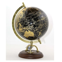 Otantik Dünya Küre Çalışır Pusula Detay Ağaç Tabanlı 32cm