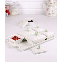 Porselen Tepsili Kahvaltılık Beyaz