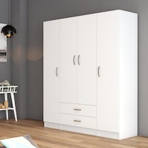 tanmob 4 Kapılı Iki Çekmeceli Geniş Gardrop Beyaz- Grd0601