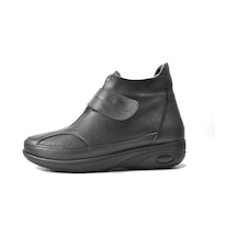 Beety 2007 Deri Siyah Kemik Çıkıntı Kürklü Ortopedik Anne Bot Siyah