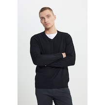 AC&Co / Altınyıldız Classics  Erkek Sıyah Standart Fit Normal Kesim V Yaka Triko Kazak Siyah