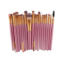 20 Parça Profesyonel Yumuşak Makyaj Fırça Seti - Pembe Dore