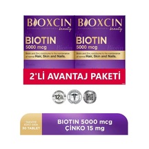 Bioxcin Biotin 5.000 Mcg + Çinko 15 Mg Saç ve Tırnak Vitamini 2 x 30 Tablet