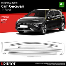 S-Dizayn  Hyundai Bayon Krom Cam Çerçevesi 14 Prç. 2021 Üzeri