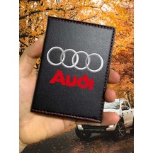 Audi Ruhsat Kabı Logolu Oto Ruhsat Kılıfı Vinleks Deri