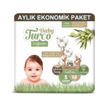 Baby Turco Doğadan Bebek Bezi 5 Numara Junior Aylık Ekonomik Paket 160 Adet
