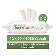 Baby Turco Beyaz Sabun Kokulu Islak Havlu 12 x 90 Adet