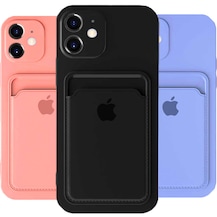 Apple iPhone 11 Kılıf Logolu Lansman Kartlık Bölmeli Silikon Kap