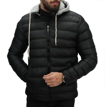 PenguenBrand Erkek Şişme Puffer Polarlı Çıkarılabilir Kapüşon Mont