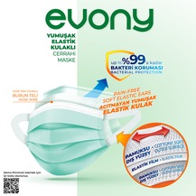 EVONY YUMUŞAK ELASTİK KULAKLI MASKE 100 ADET