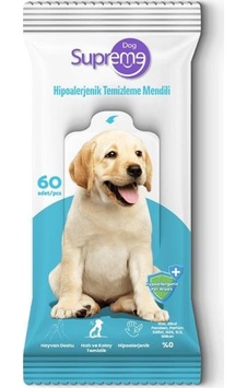 Supreme Hypoalergenic Köpek Temizleme Mendili 60 Adet 3'lü Paket