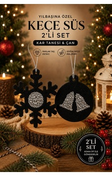 Taşlı Keçe Yılbaşı Süsü 2 Li Set Kar Tanesi & Çanlı Top Çift Taraflı 4 Renk Seçenekli Siyah Taşlı Keçe Yılbaşı Süsü 2 Li Set Kar Tanesi & Çanlı Top Çift Taraflı 4 Renk Seçenekli Siyah