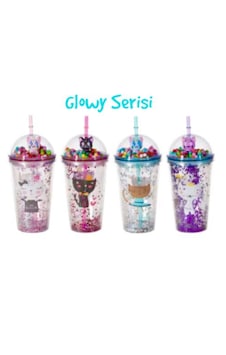 Putı Pıpetlı Bardak 450ml Glowy Serısı 4 Renk
