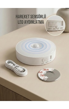Hareket Sensörlü Yuvarlak Led Aydınlatma & Usb Şarjlı Pratik Gece Lambası 8 Cm Şeffaf Hareket Sensörlü Yuvarlak Led Aydınlatma & Usb Şarjlı Pratik Gece Lambası 8 Cm Şeffaf