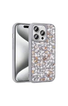 Apple iPhone Uyumlu 15 Pro Kılıf Parlak Taşlı Tasarım Zore Linea Diamond Kapak Gümüş Apple iPhone Uyumlu 15 Pro Kılıf Parlak Taşlı Tasarım Zore Linea Diamond Kapak Gümüş