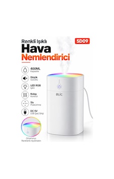 Blic Sd09 400 Ml Ultrasonik Hava Nemlendirici Beyaz Rgb Led Işıklı, Usb 5v, 2w Mini Buhar Makinesi Blic Sd09 400 Ml Ultrasonik Hava Nemlendirici Beyaz Rgb Led Işıklı, Usb 5v, 2w Mini Buhar Makinesi