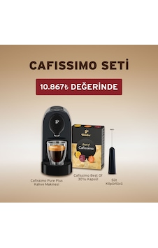 Tchibo Cafissimo Pure+ Kapsüllü Kahve Makinesi & Süt Köpürtücü & Best Of Cafissimo 30 Lu Kapsül Tchibo Cafissimo Pure+ Kapsüllü Kahve Makinesi & Süt Köpürtücü & Best Of Cafissimo 30 Lu Kapsül