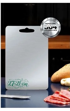 Kesim Tahtası - Profesyonel 304 Paslanmaz Çelik Doğrama Tahtası 27x21 Cm 721820 Çok Renkli