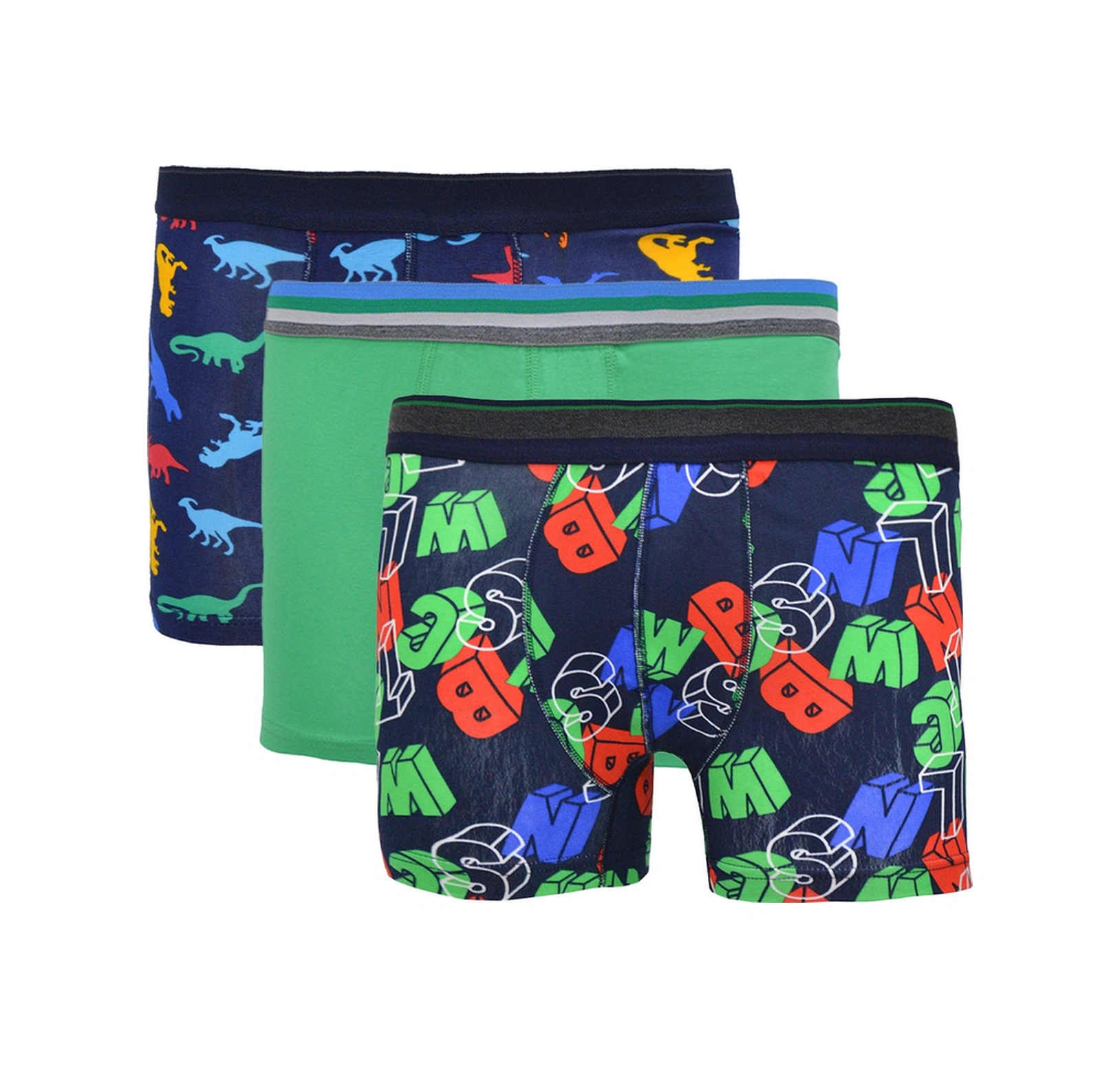 Veaven Erkek Pamuklu Likralı Basic Boxer Set Desenli Çok Renkli 3'lü Çok Renkli