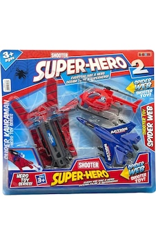 Spiderman Örümcek Adam Vantuz Fırlatan Eldiven Ve Savaş Uçağı+helikopter Süper Hero Oyuncak