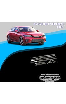 Honda Civic 2021 Model Krom Cam Çerçevesi 8 Parça Fe1 2022+
