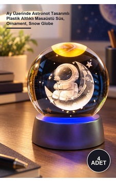 4 Adet Dekoratif Cam Küre Ay Üzerinde Astronot Tasarımlı Plastik Altlıklı Masaüstü Süs, Ornament, Snow Globe 4 Adet Dekoratif Cam Küre Ay Üzerinde Astronot Tasarımlı Plastik Altlıklı Masaüstü Süs, Ornament, Snow Globe