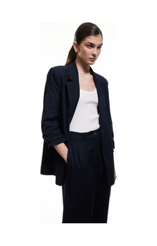 Koton Düğmeli Viskon Karışımlı Cep Detaylı Spor Blazer Ceket Lacivert 5spk10004uw Lacivert