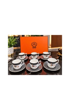 Bone China At Desenli Kahve Fincan Takımı 6 Kişilik Siyah - 932555966 Siyah Bone China At Desenli Kahve Fincan Takımı 6 Kişilik Siyah - 932555966 Siyah