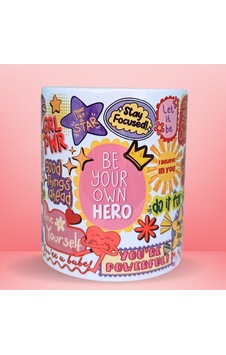 Be Your Own Hero, Sticker Motivasyon Kupası,özel Tasarım Porselen Kupa Çok Renkli Be Your Own Hero, Sticker Motivasyon Kupası,özel Tasarım Porselen Kupa Çok Renkli