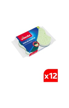 Vileda 12 Paket 2'li Parlak Konfor Oluklu Bulaşık Süngeri Yeşil