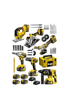 Dragro Alman DRG-6LST Kömürsüz S 6 x 4 6'li Set Kırıcı Delici + Somun Sıkma + Taşlama Makinesi + Matkap + Dekupaj + Sunta Kesme