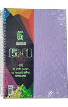 5+1 Ayraçlı Defter 6 Konulu 150 Yaprak 1 Adet 5 Kareli 1 Çizgili Spralli Plastik Kapak Seperatörlü 5+1 Ayraçlı Defter 6 Konulu 150 Yaprak 1 Adet 5 Kareli 1 Çizgili Spralli Plastik Kapak Seperatörlü