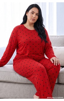 Siyah İnci Kırmızı Desenli Termal Kumaşlı Ultra Soft Yumuşak Büyük Beden Battal Boy Örme Pijama Takımı 26226727 Siyah İnci Kırmızı Desenli Termal Kumaşlı Ultra Soft Yumuşak Büyük Beden Battal Boy Örme Pijama Takımı 26226727