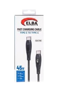 Elba Elb-2702 45w Type-c To Type-c 1mt Siyah Silikon Şarj Kablosu 480mps Hızlı Şarj Elba Elb-2702 45w Type-c To Type-c 1mt Siyah Silikon Şarj Kablosu 480mps Hızlı Şarj