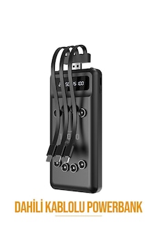 Kablolu Powerbank Siyah Kablolu Powerbank Siyah