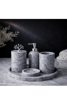 Grey 5 Li Mermer Banyo Seti Gri Grey 5 Li Mermer Banyo Seti Gri