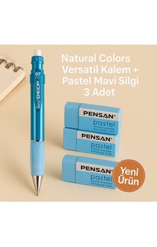 Natural Mavi Versatil Kalem + Pastel Mavi Silgi 3 Adet Mavi Natural Mavi Versatil Kalem + Pastel Mavi Silgi 3 Adet Mavi