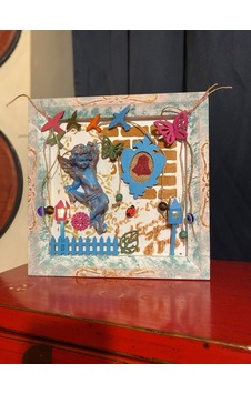 Ozel Tasarım Melek Figürlü Led Işıklı Ahşap Tablo 30 X 30 CM