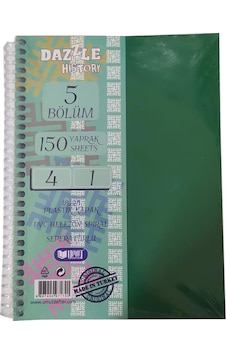 Orta Boy 4+1 Ayraçlı Defter 5 Konulu 150 Yaprak 1 Adet 4 Kareli 1 Çizgili Spralli Plastik Kapak Seperatörlü 18x25 Cm Yeşil Orta Boy 4+1 Ayraçlı Defter 5 Konulu 150 Yaprak 1 Adet 4 Kareli 1 Çizgili Spralli Plastik Kapak Seperatörlü 18x25 Cm Yeşil