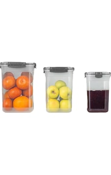 Toptanfoni 3'lü Kare Sızdırmaz Kapaklı Erzak Saklama Kabı Seti 0,750ml - 1250 Lt - 2100 Lt Şeffaf