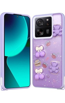 Xiaomi Mi 13t Pro Kılıf Parlayan Simli Kabartma Figürlü Zore Cevze Kapak Mor Ayı Xiaomi Mi 13t Pro Kılıf Parlayan Simli Kabartma Figürlü Zore Cevze Kapak Mor Ayı
