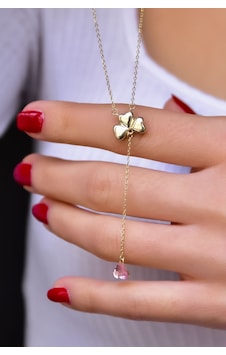 Papatya Silver 925 Ayar Gold Kaplama Pembe Taşlı Kalp Yonca Kadın Kolye Papatya Silver 925 Ayar Gold Kaplama Pembe Taşlı Kalp Yonca Kadın Kolye