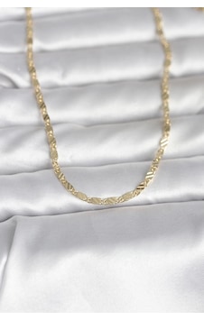 Cm 14k Gold Renk Çizgi Lazer Model 60 Cm Kadın Kolye 001 - Beyaz Cm 14k Gold Renk Çizgi Lazer Model 60 Cm Kadın Kolye 001 - Beyaz