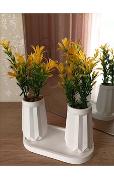 Mini Düz Desenli Beton Saksı İkili Ve Oval Tabak-yapay Çiçek Hediyeli - Sarı Mini Düz Desenli Beton Saksı İkili Ve Oval Tabak-yapay Çiçek Hediyeli - Sarı
